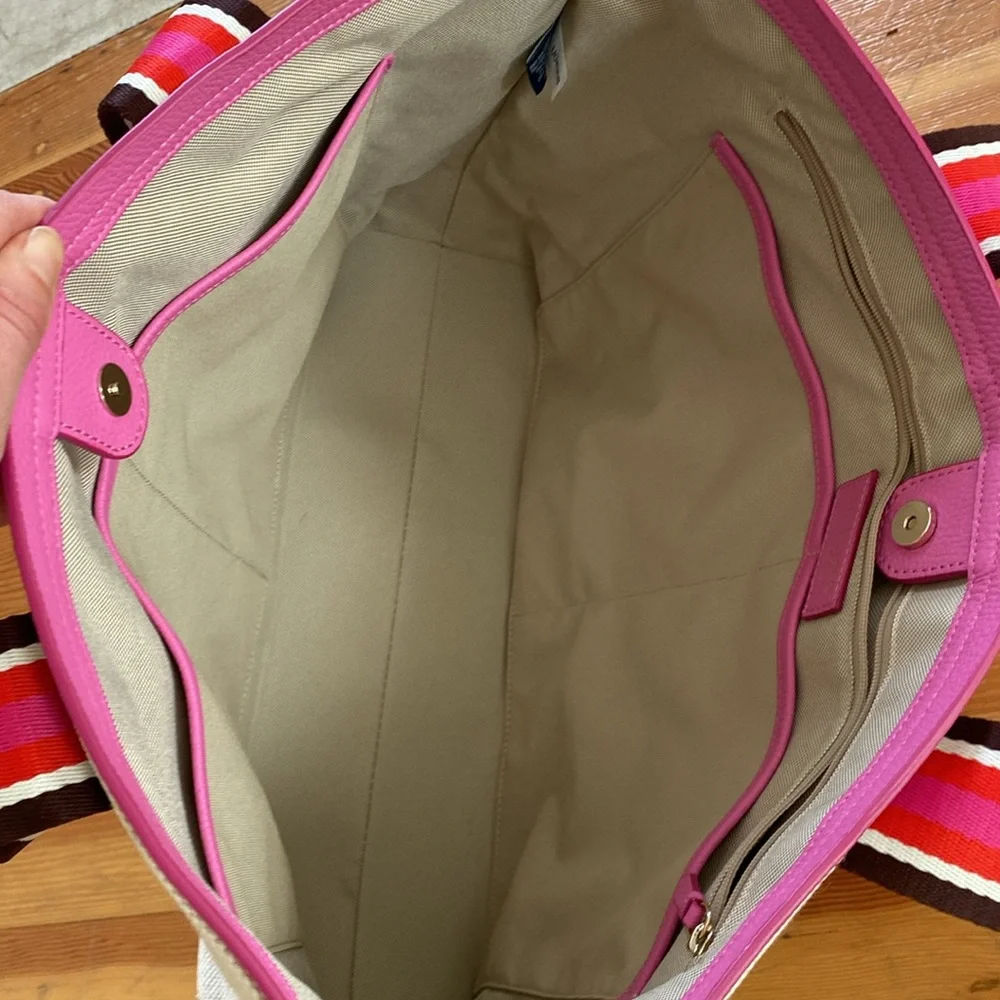 Cole Haan‎ Cream and Pink Summer Canvas Tote Bag